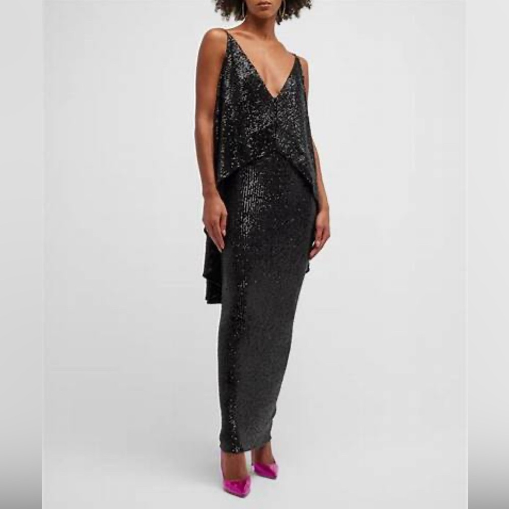NERVI Gwenda Sequin Ruffle Maxi Dress